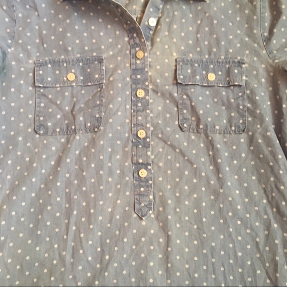 Loft oversized polka dot chambray shirt dress - Picture 3 of 8